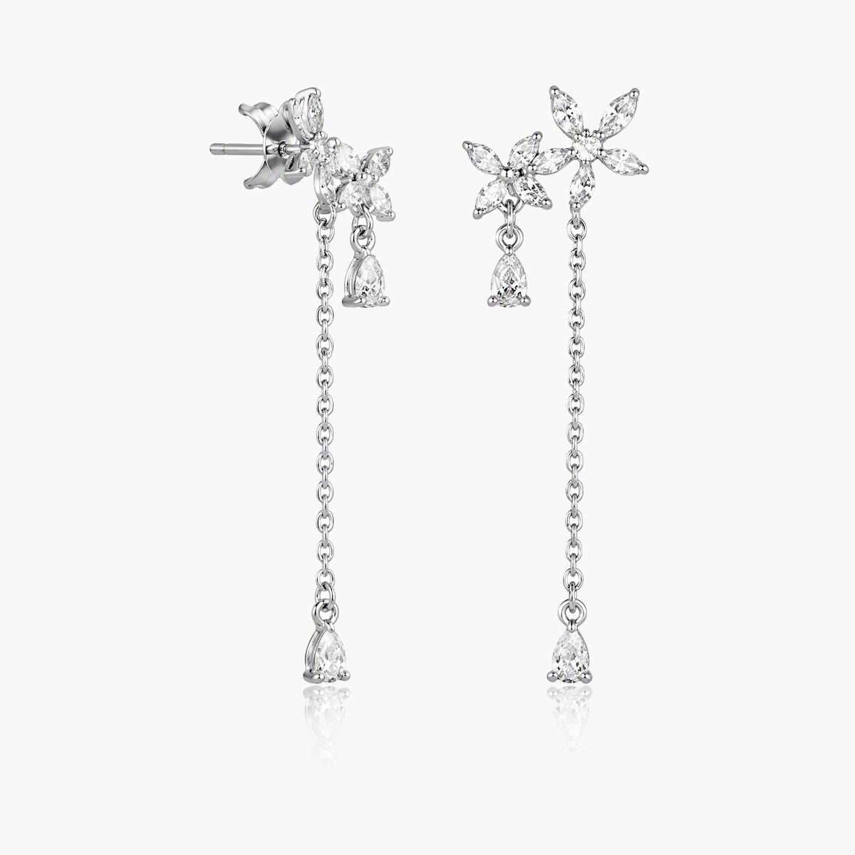 Elegant Flower Chain Drop Earrings