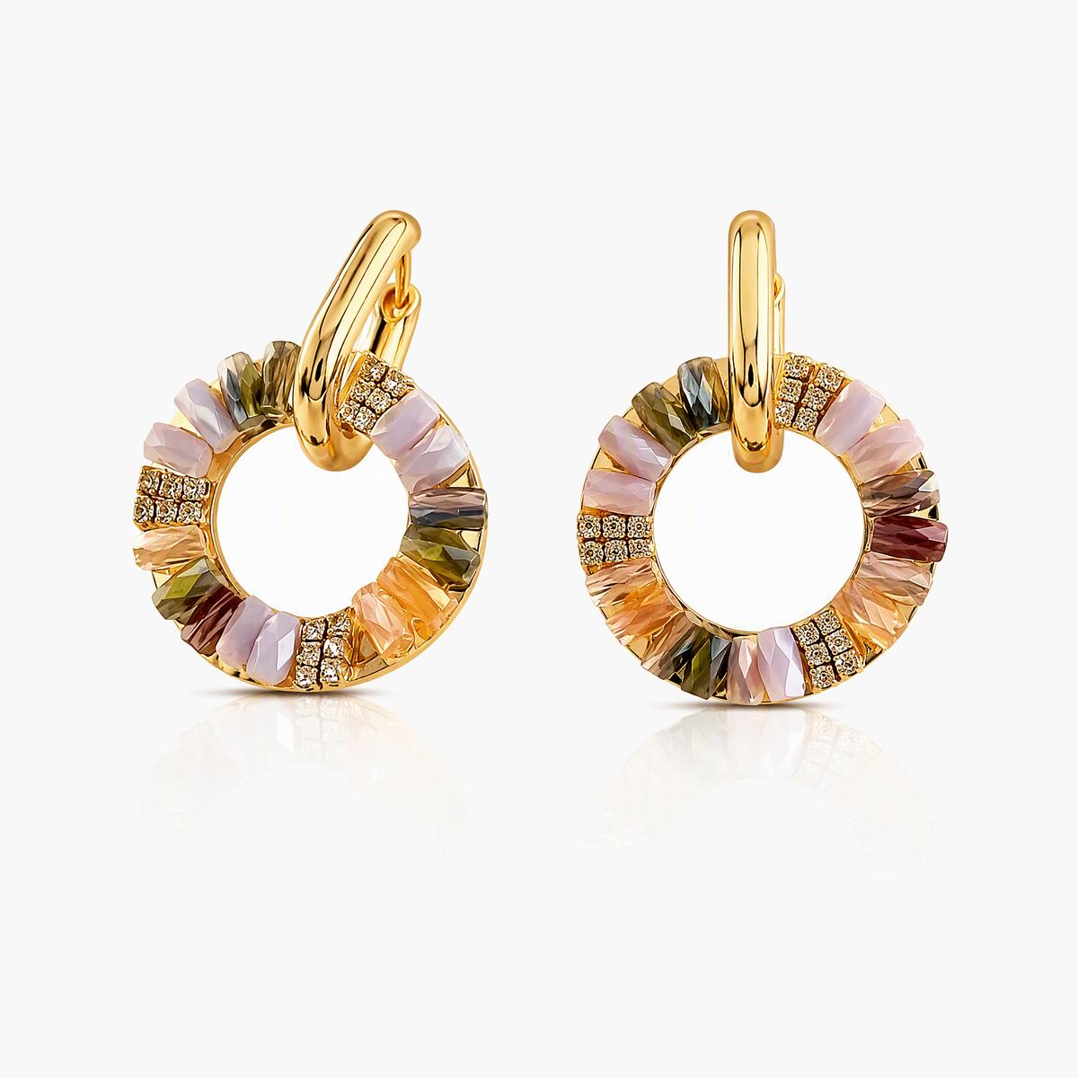Trendy Multicolor Stone Hoop Earrings