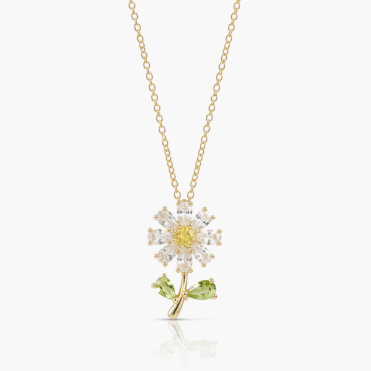 Dainty Flower And Leaf Pendant Necklace