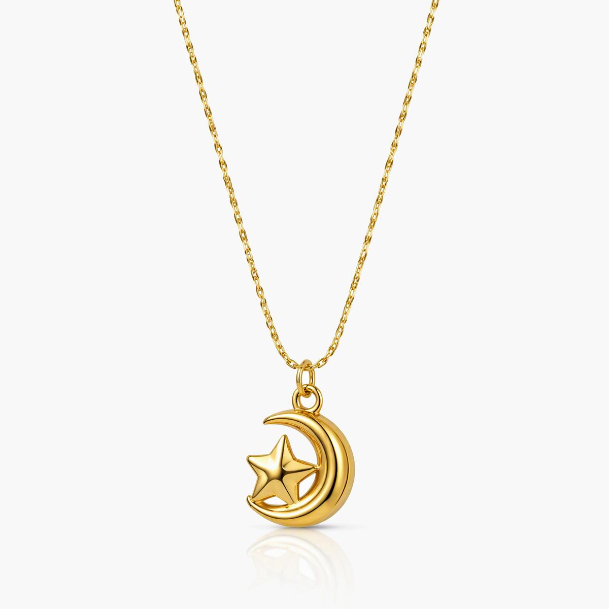 Dainty Moon & Star Charm Necklace
