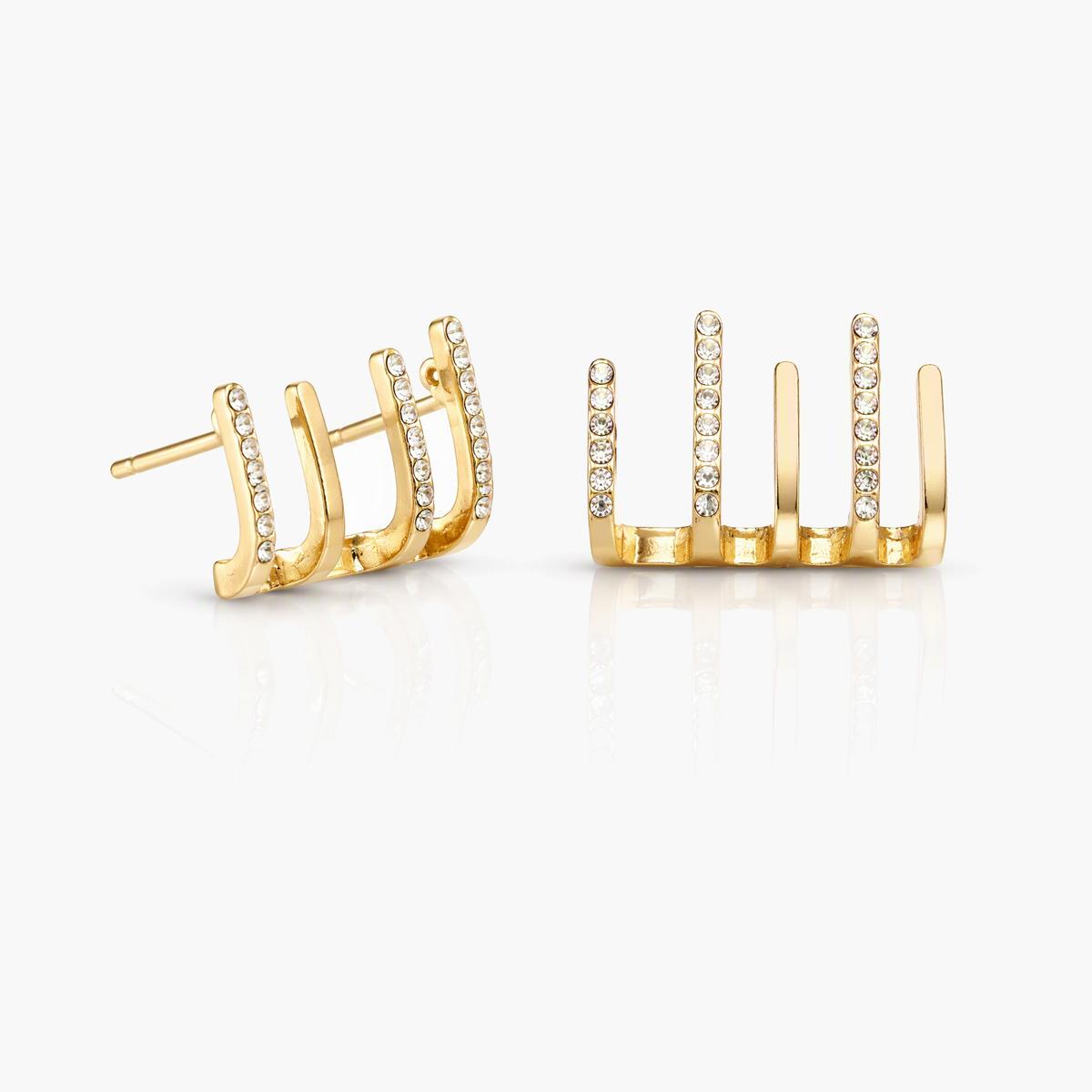 Trendy Wavy Pave Huggie Earrings