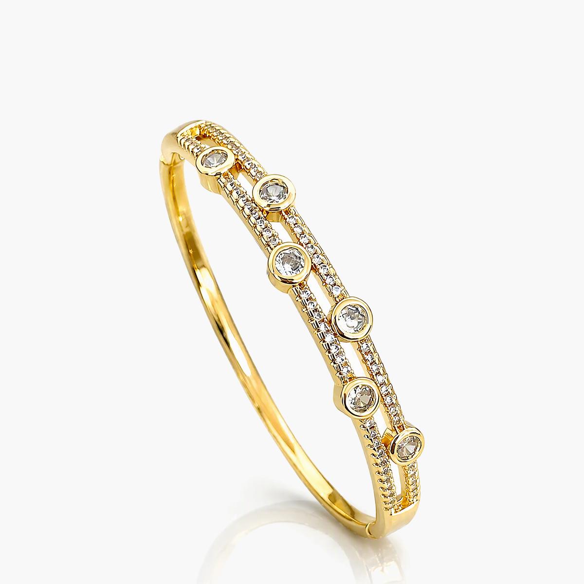 Elegant Double Row Stone Bangle