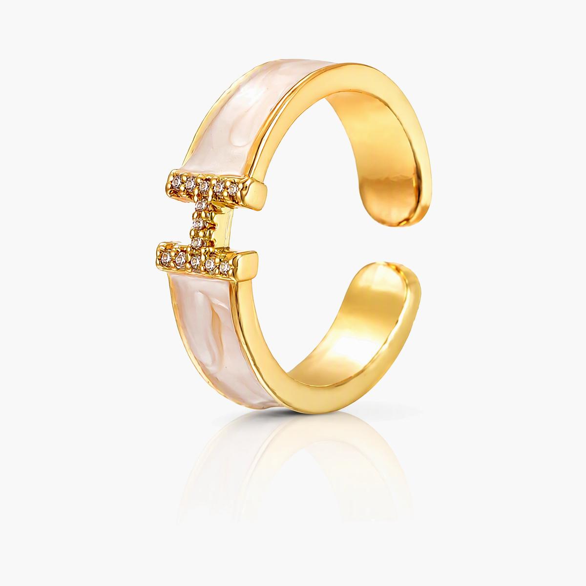 Dainty Letter H Open Cuff Ring