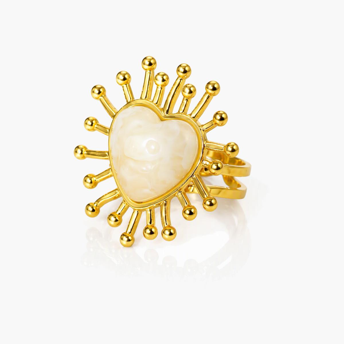 Sunburst Heart Open Ring
