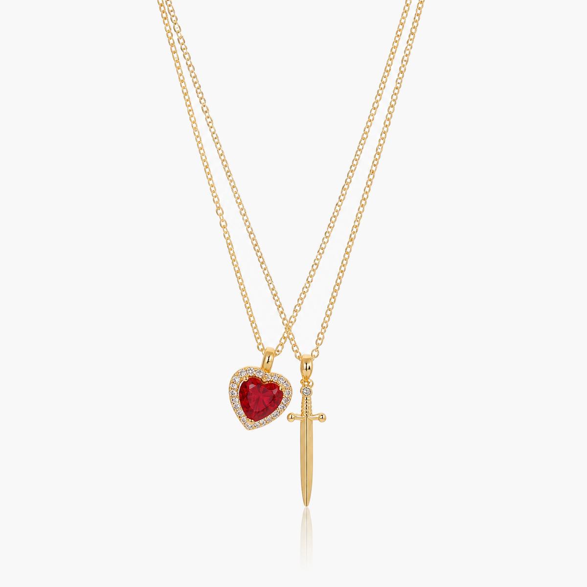 Heart And Sword Pendant Necklace
