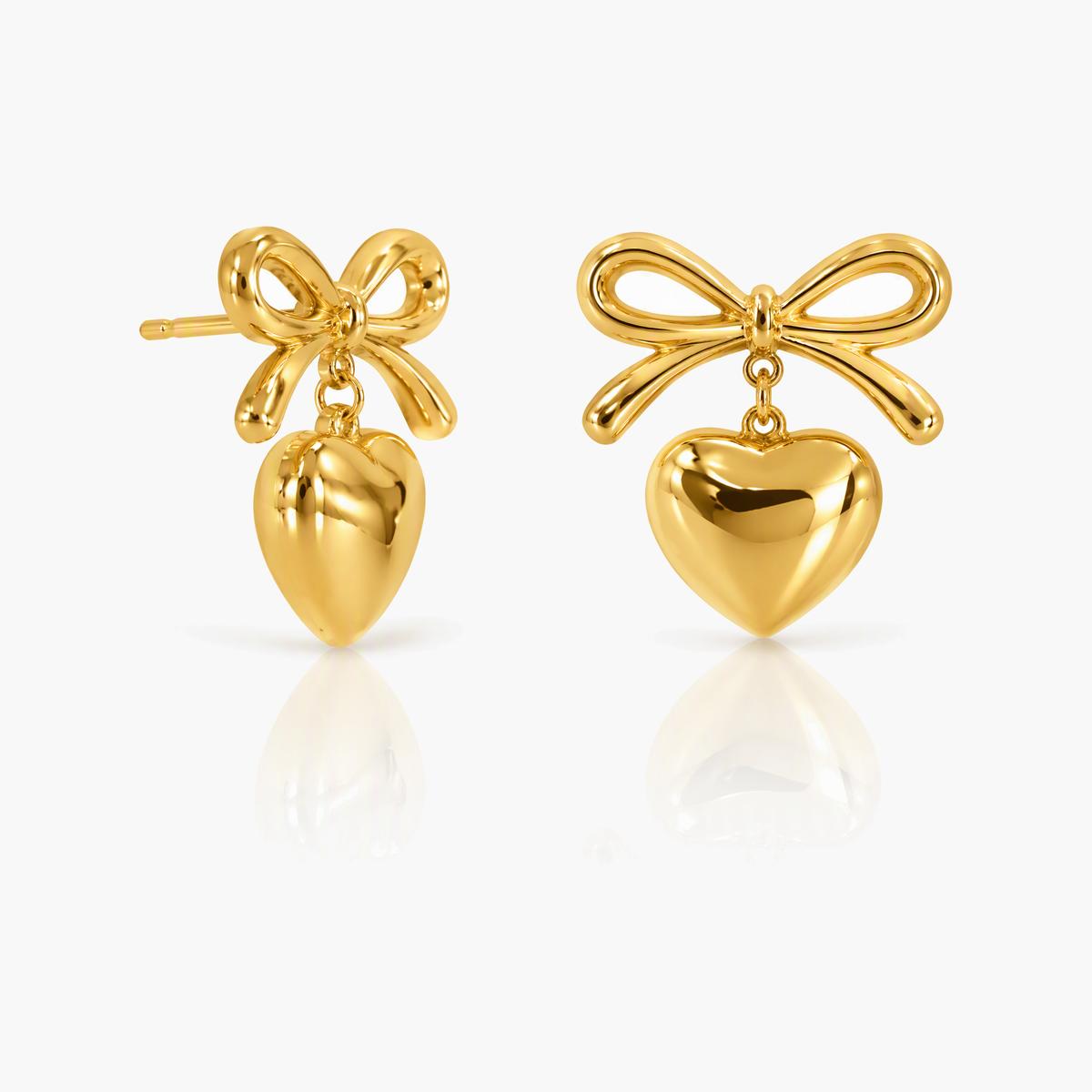 Cute Bow Heart Drop Earrings