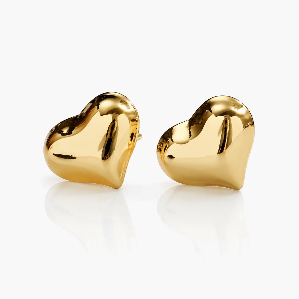 Puffy Heart And Bow Knot Stud Earrings