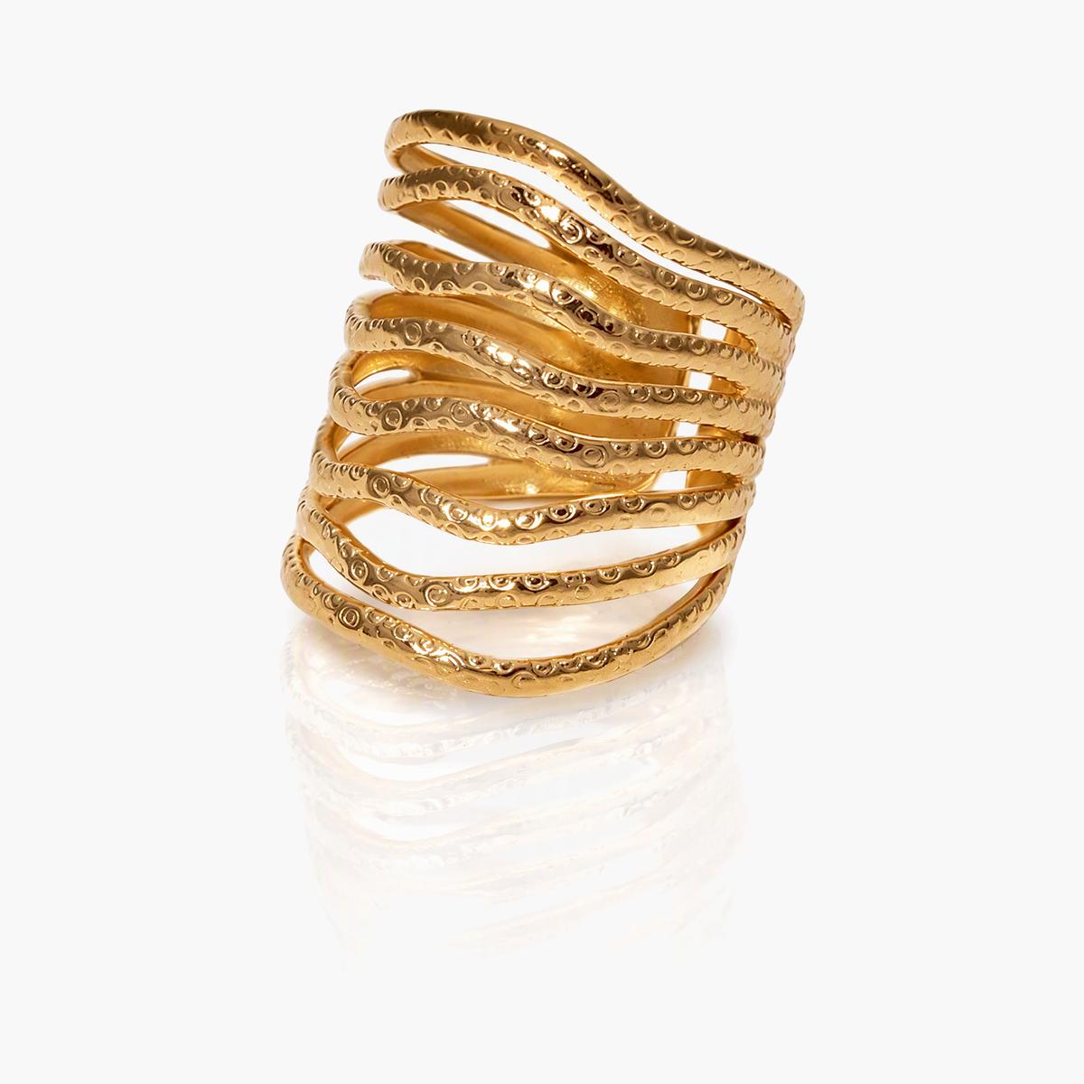 Trendy Multi Band Wave Ring