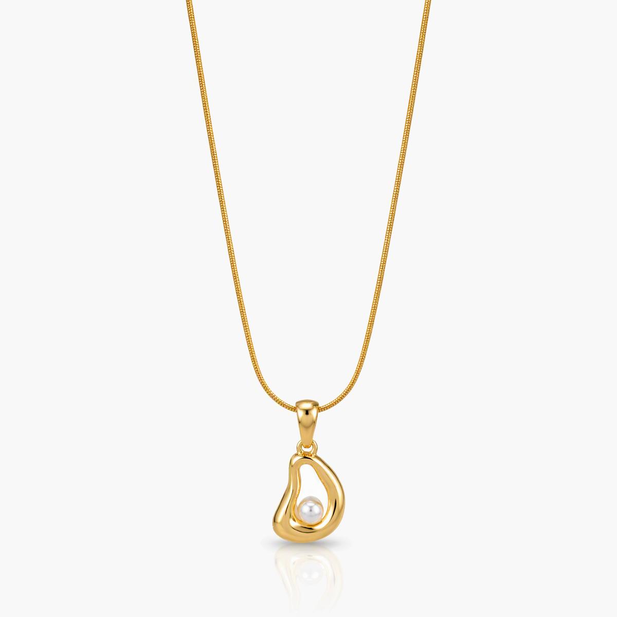 Minimalist Geometric Pearl Pendant Necklace