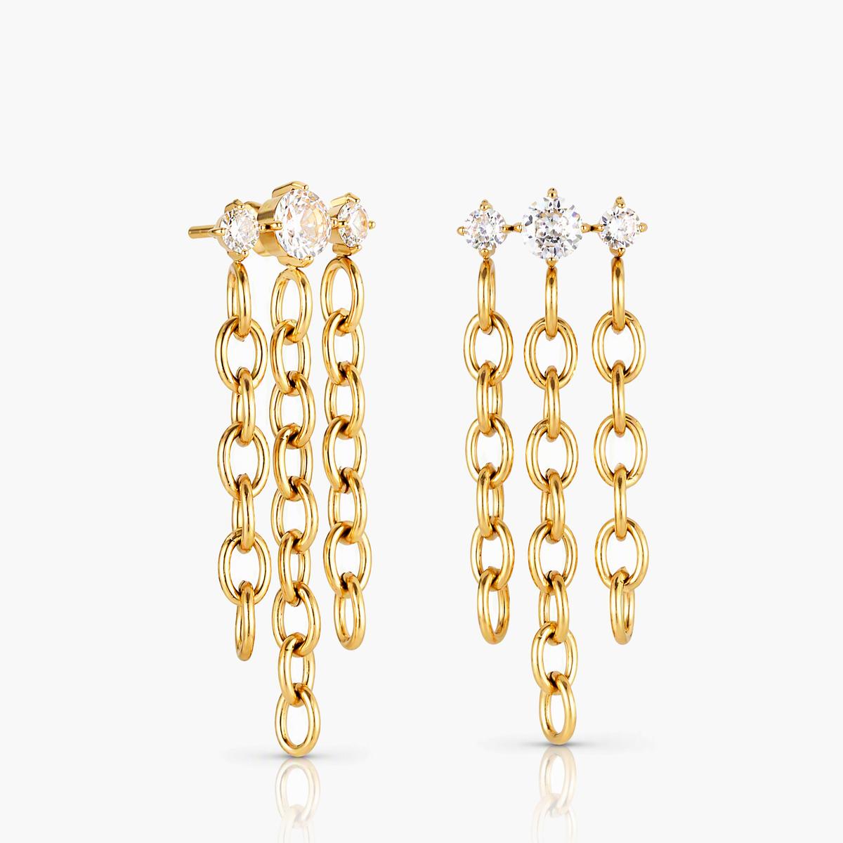 Trendy Triple Chain Drop Earrings