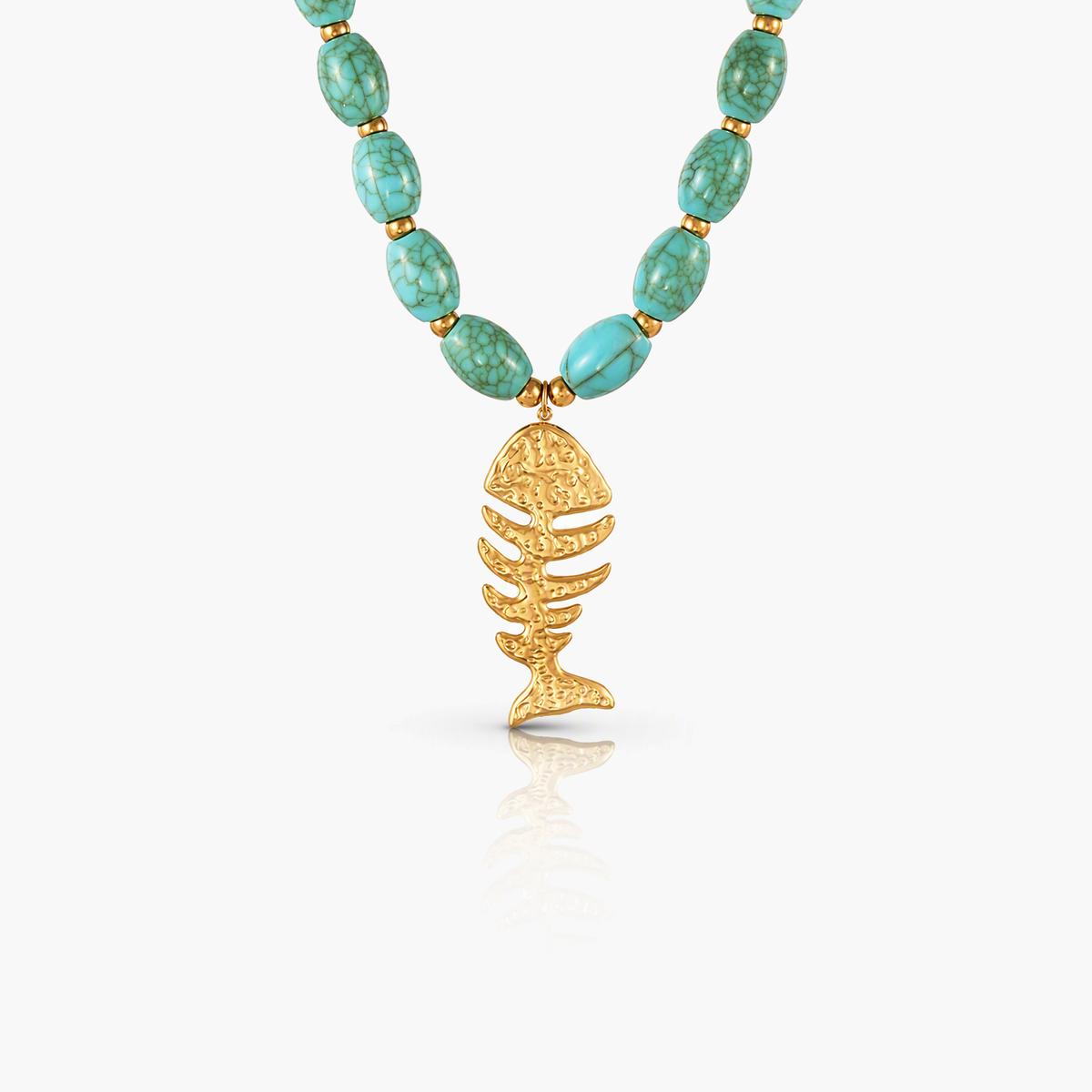 Boho Fish Bone Pendant Necklace