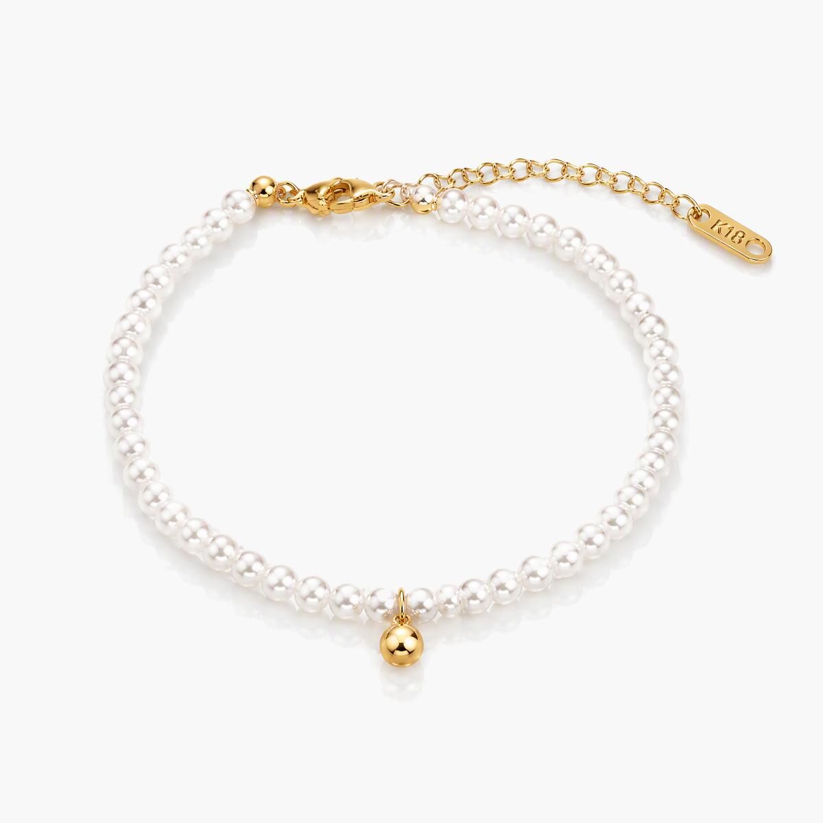 Dainty Pearl Bell Charm Bracelet
