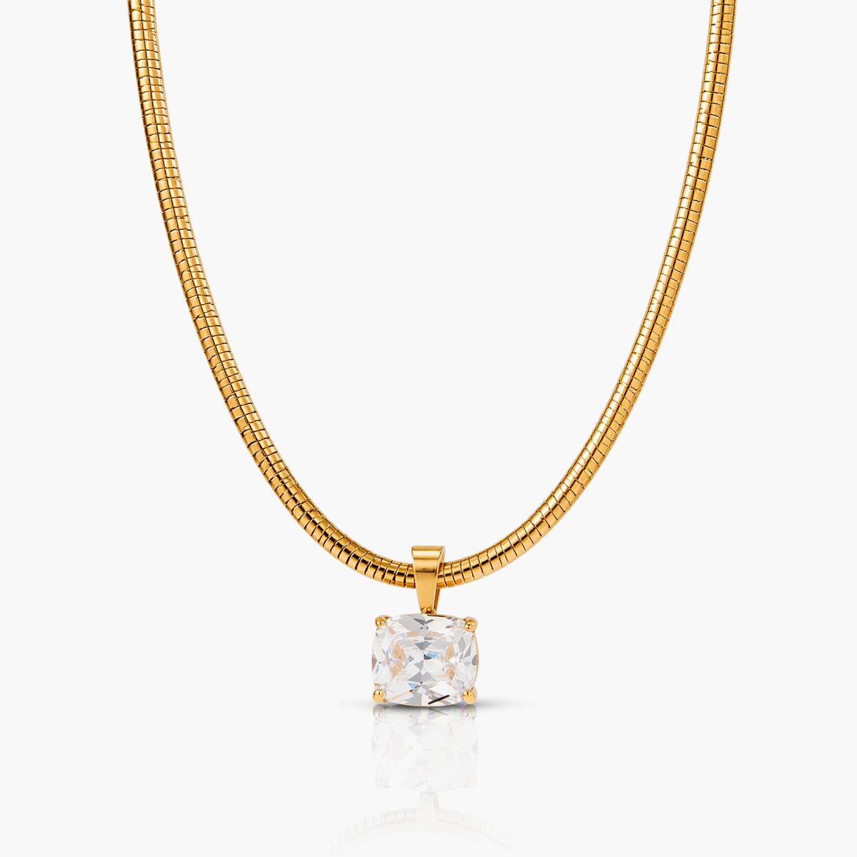 Square Pendant Snake Chain Necklace
