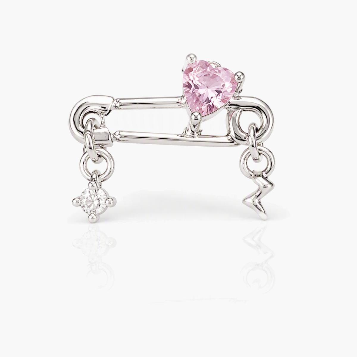 Cute Safety Pin Heart Stud Earrings