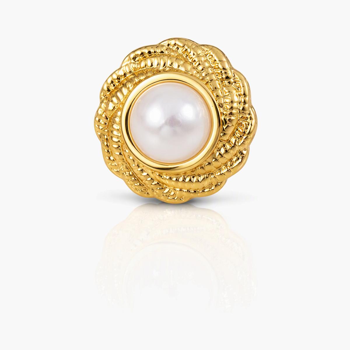 Pearl Heart Flower Stud Earrings