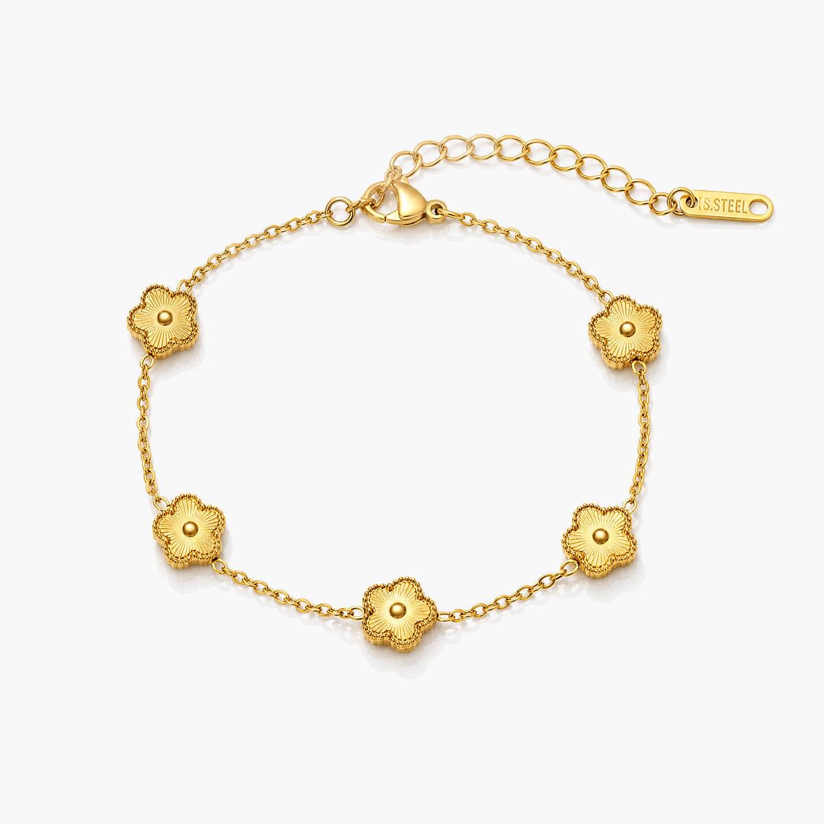 Trendy Four-Leaf Clover & Heart Bracelet
