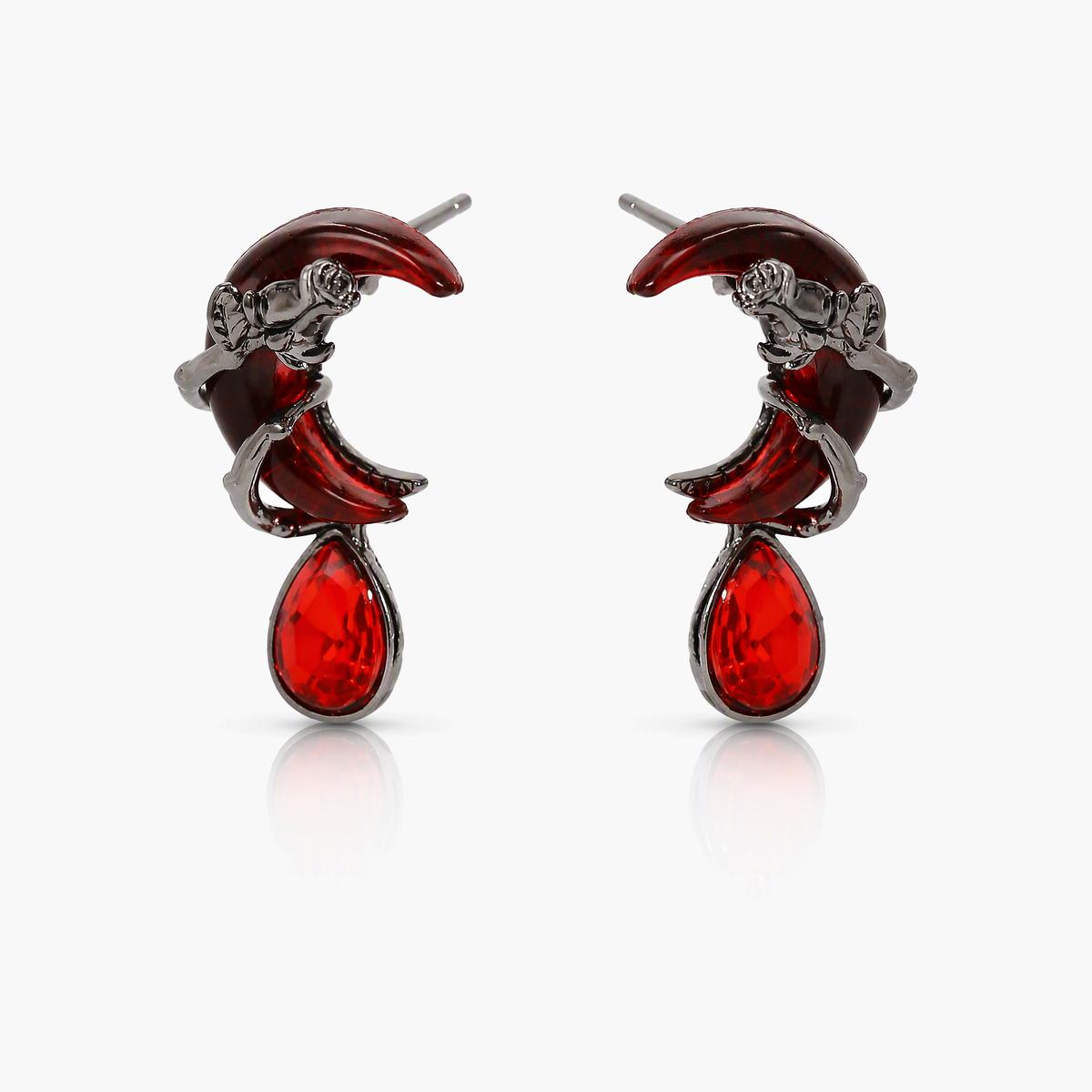 Gothic Crescent Moon Drop Earrings