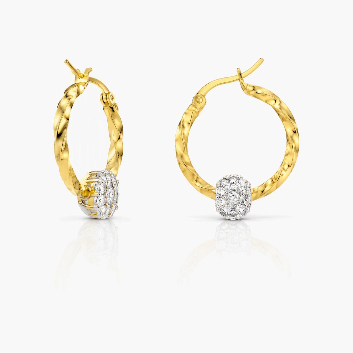 Twisted Hoop With Stone Ball Earrings