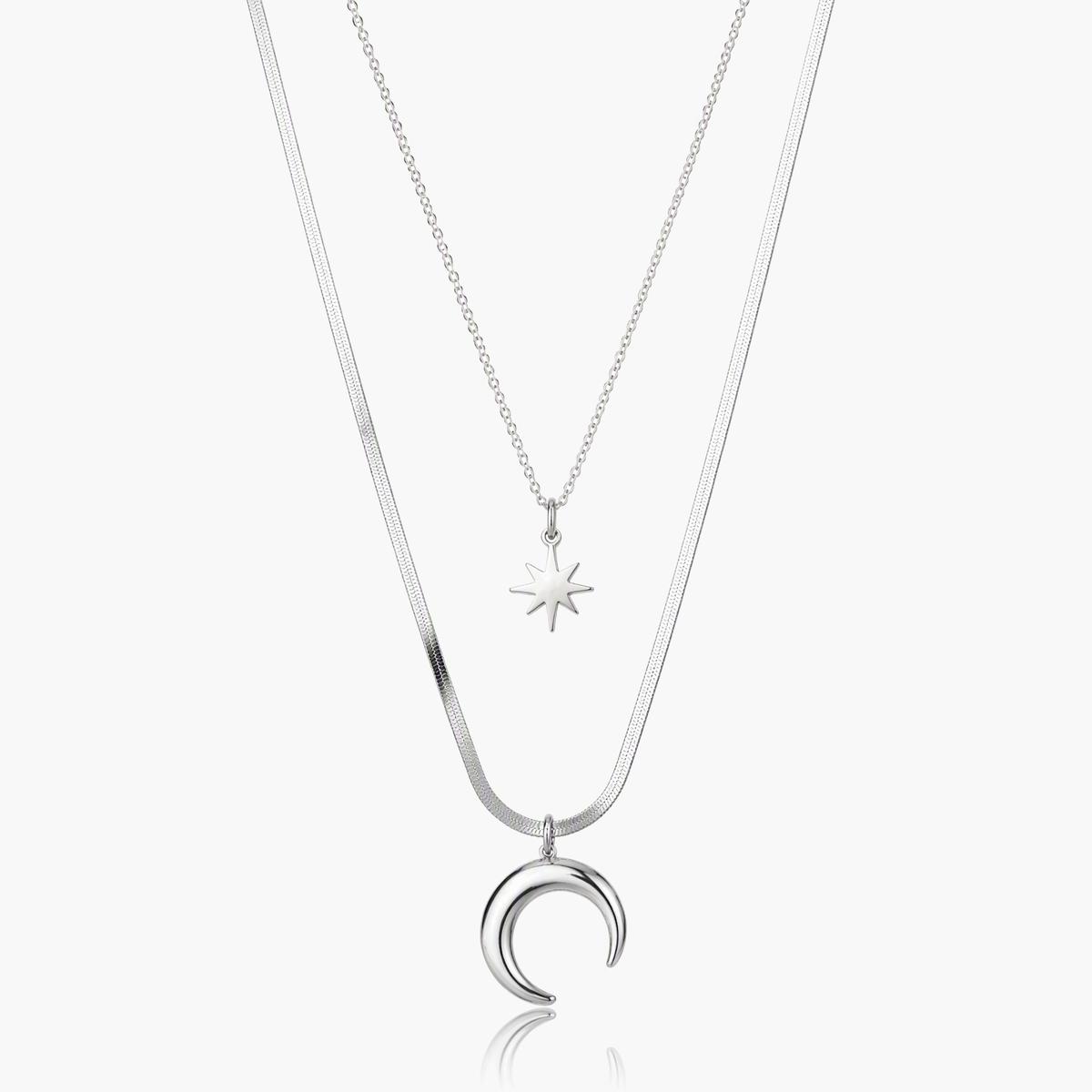 Dainty Moon Star Pendant Necklace