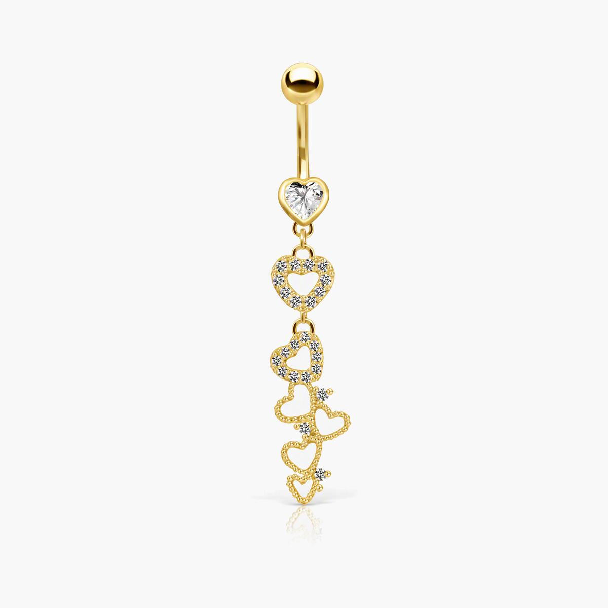 Cascading Heart Belly Ring