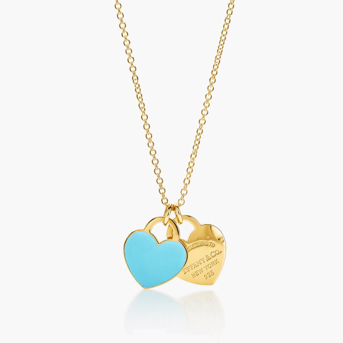 Dainty Double Heart Pendant Necklace