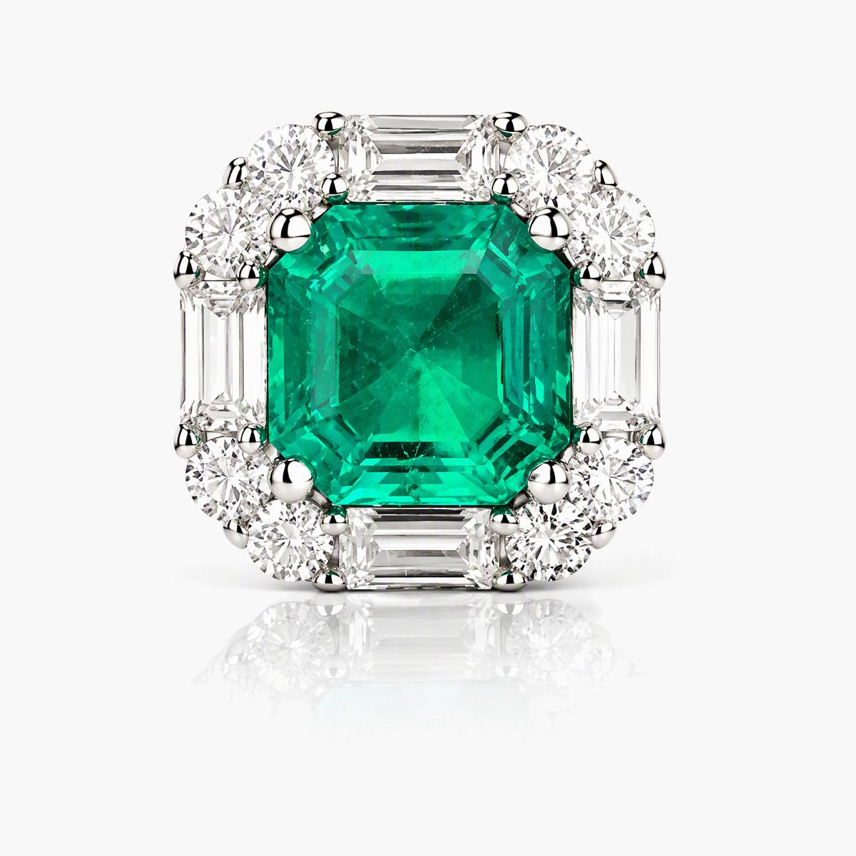 Emerald Cut Halo Stud Earrings