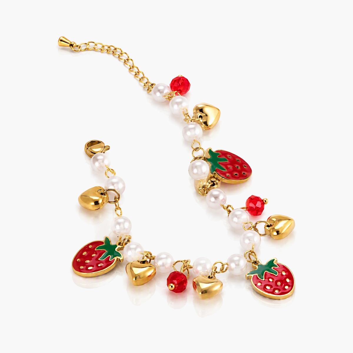 Cute Fruit Charm Pearl Bracelet