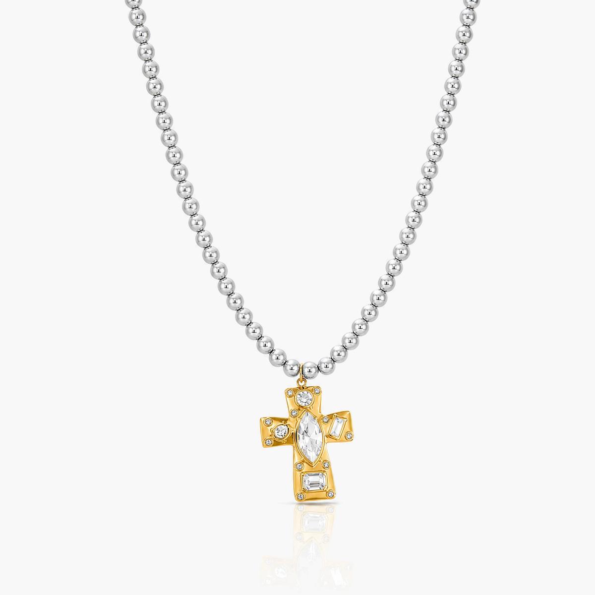 Trendy Star Cross Beaded Necklace