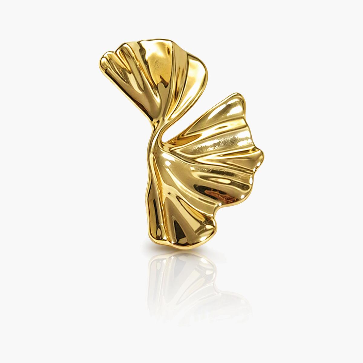 Twisted Ginkgo Leaf Stud Earrings