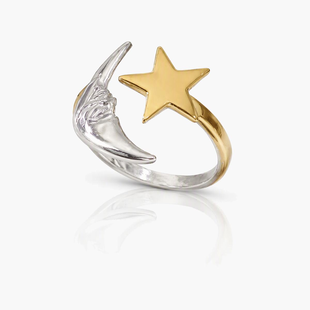 Cute Star Moon Flower Ring