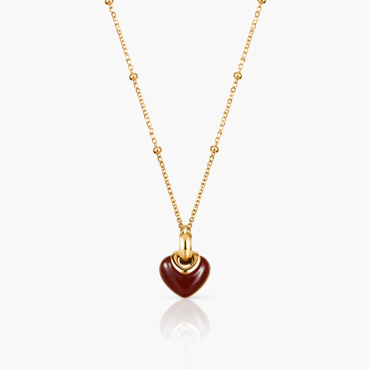 Dainty Glazed Heart Pendant Necklace