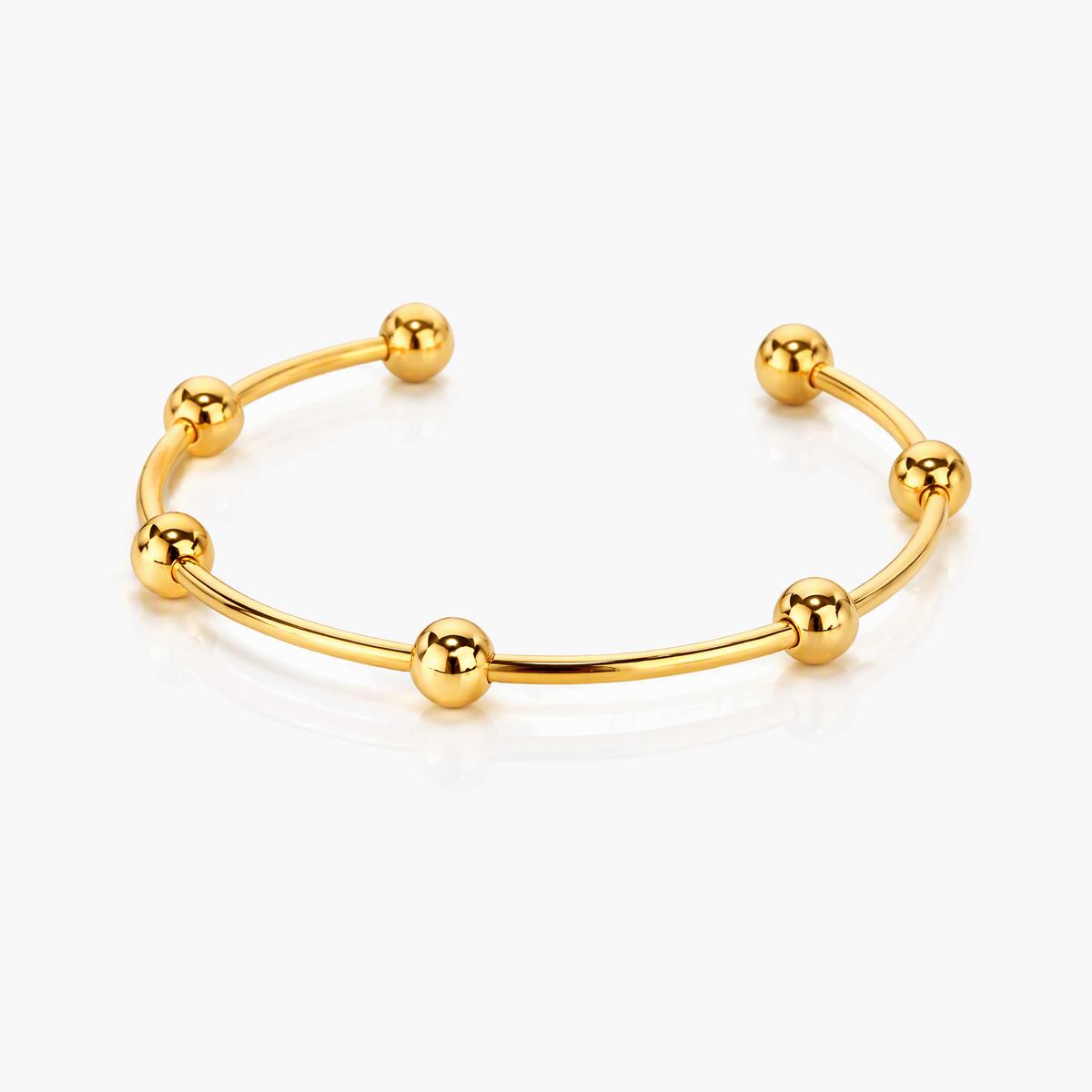 Minimalist Beaded Open Cuff Bracelet