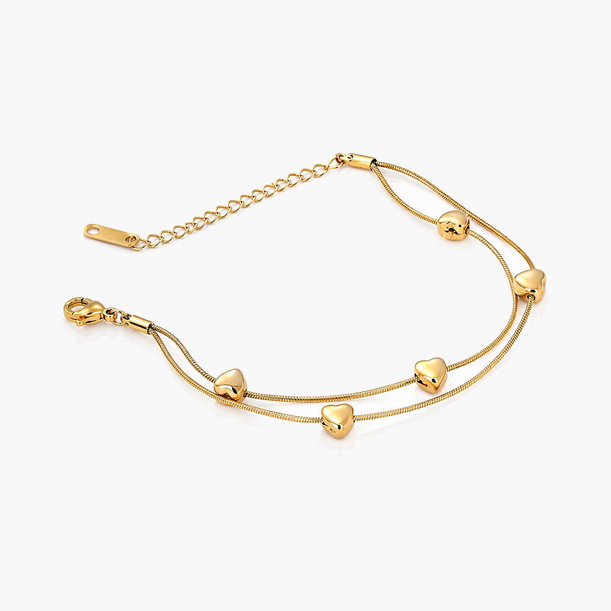 Dainty Double Layer Heart Bracelet