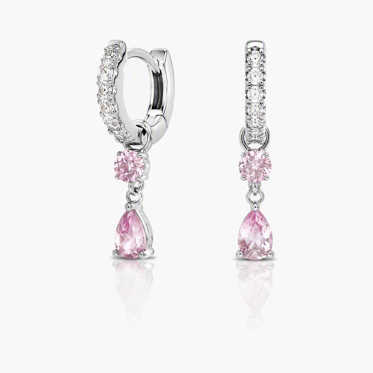 Dainty Paved Hoop Drop Earring