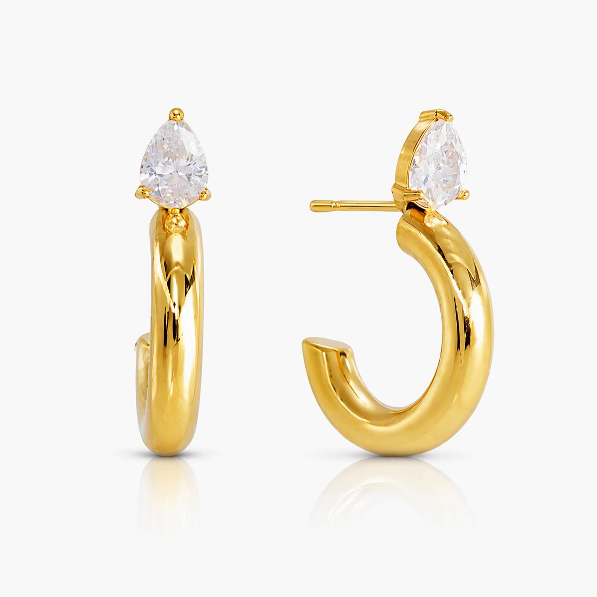 Pearl Drop Hoop Earrings