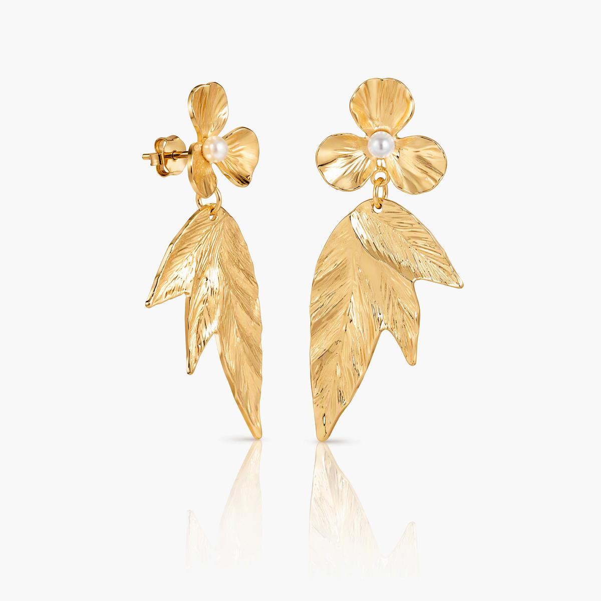 Elegant Flower Pearl Drop Earrings