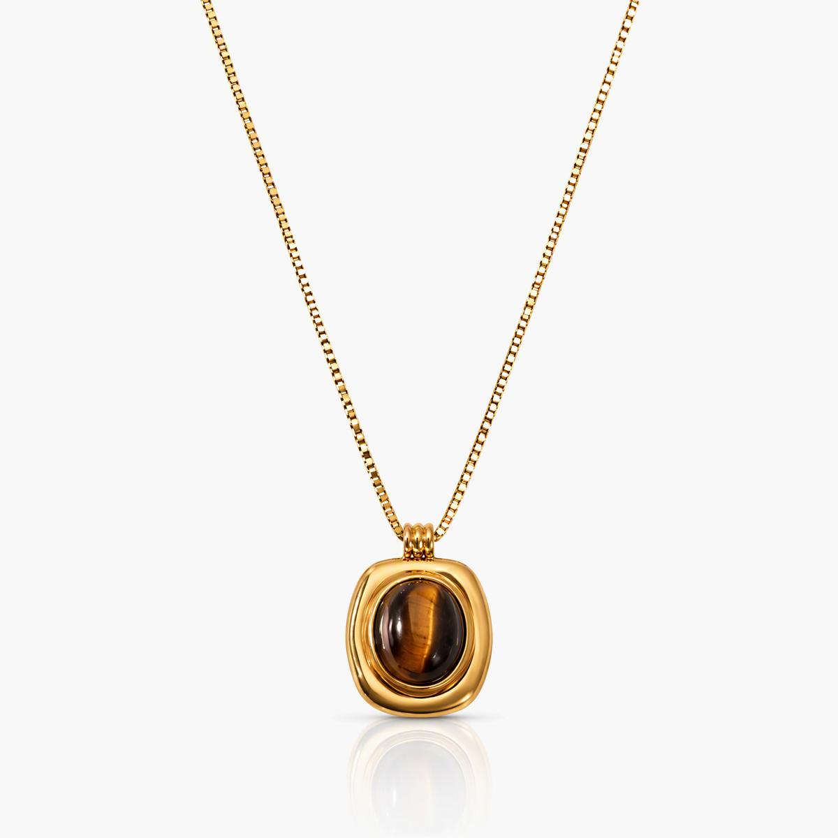 Trendy Oval Stone Pendant Necklace