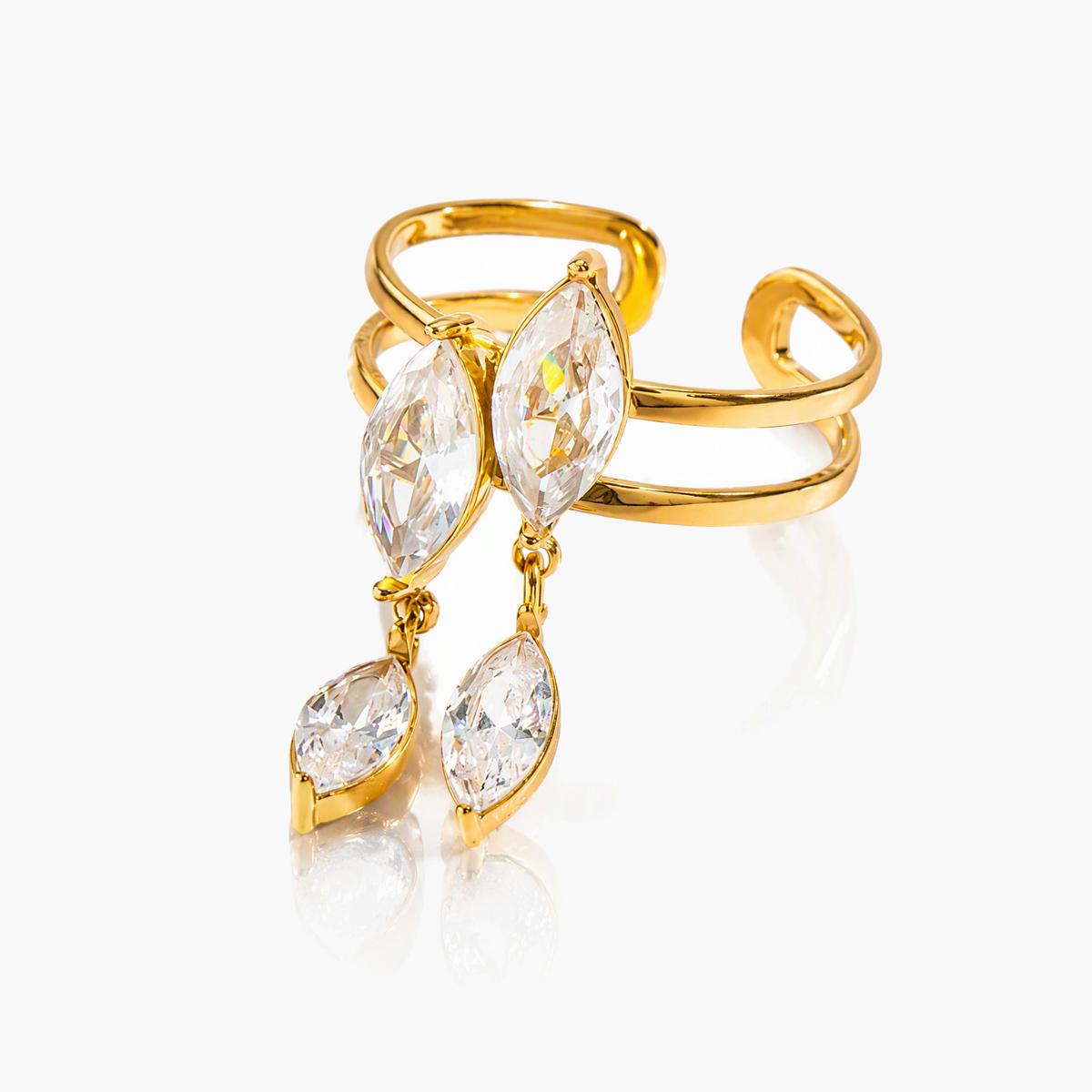 Dainty Marquise Dangle Open Ring