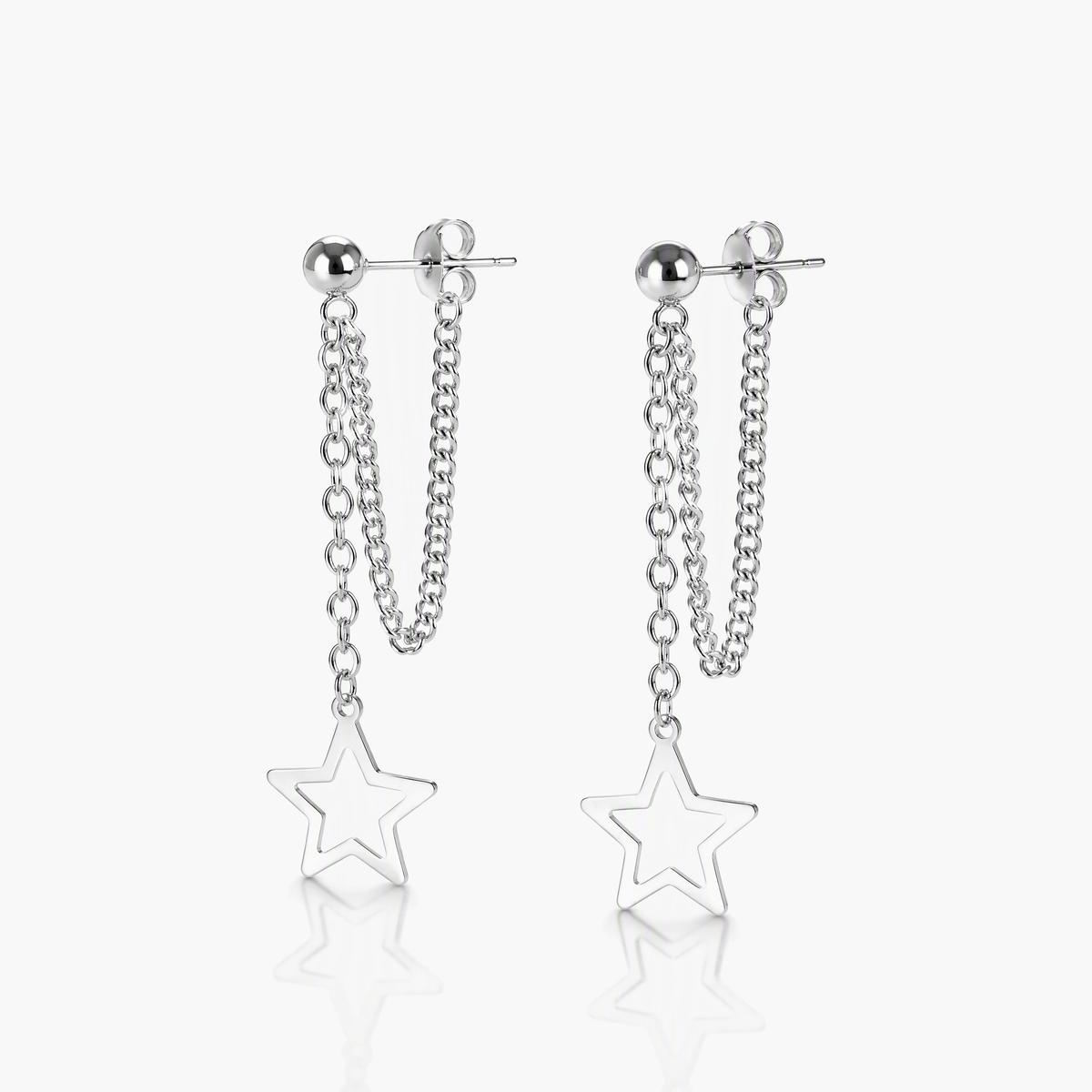 Dainty Star Chain Drop Earrings