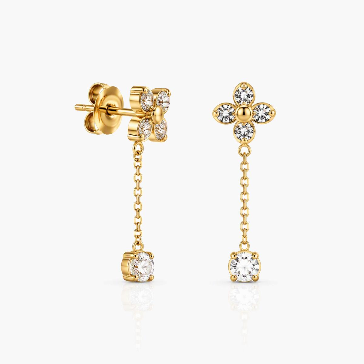 Dainty Flower Chain Drop Earrings