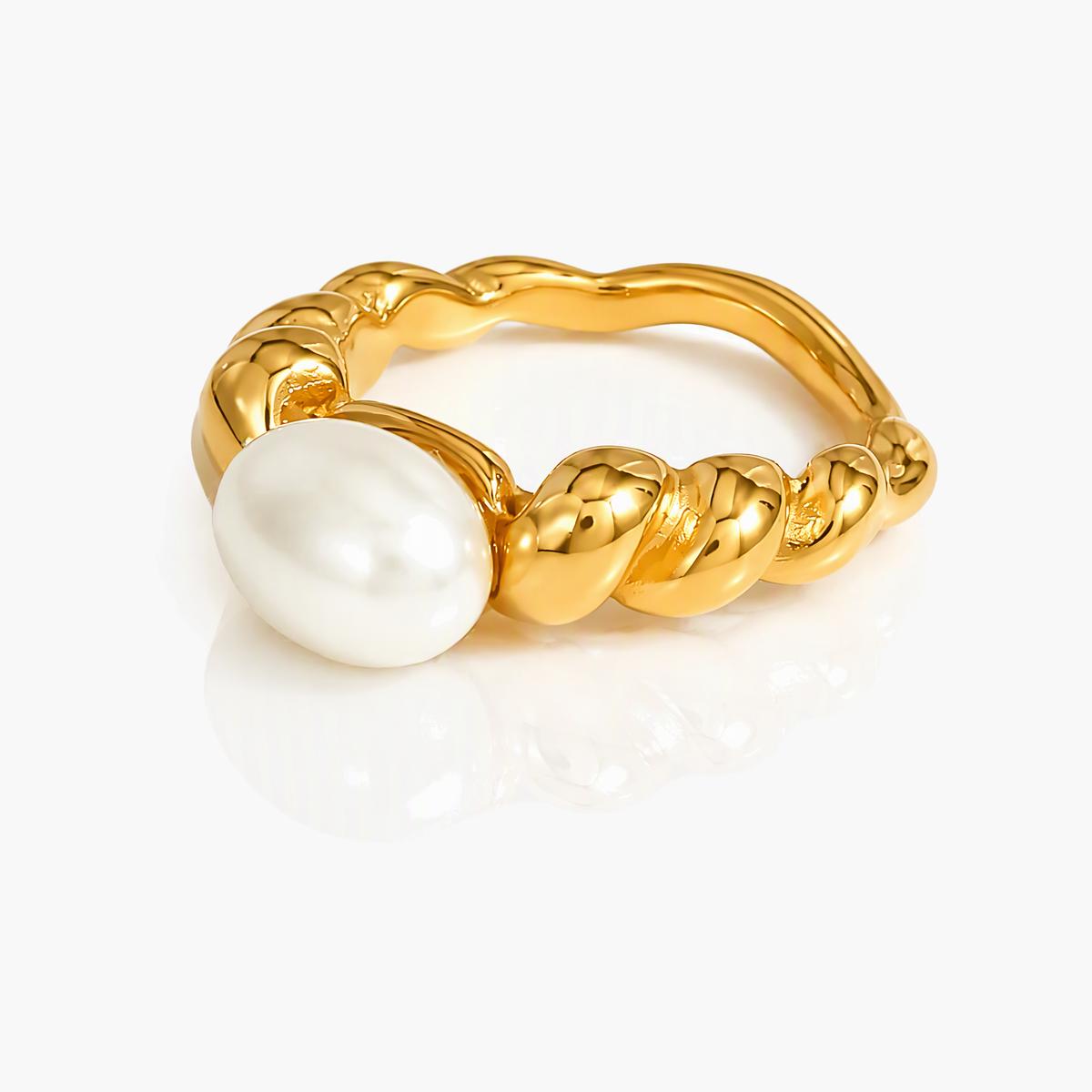 Bamboo Band Pearl Ring