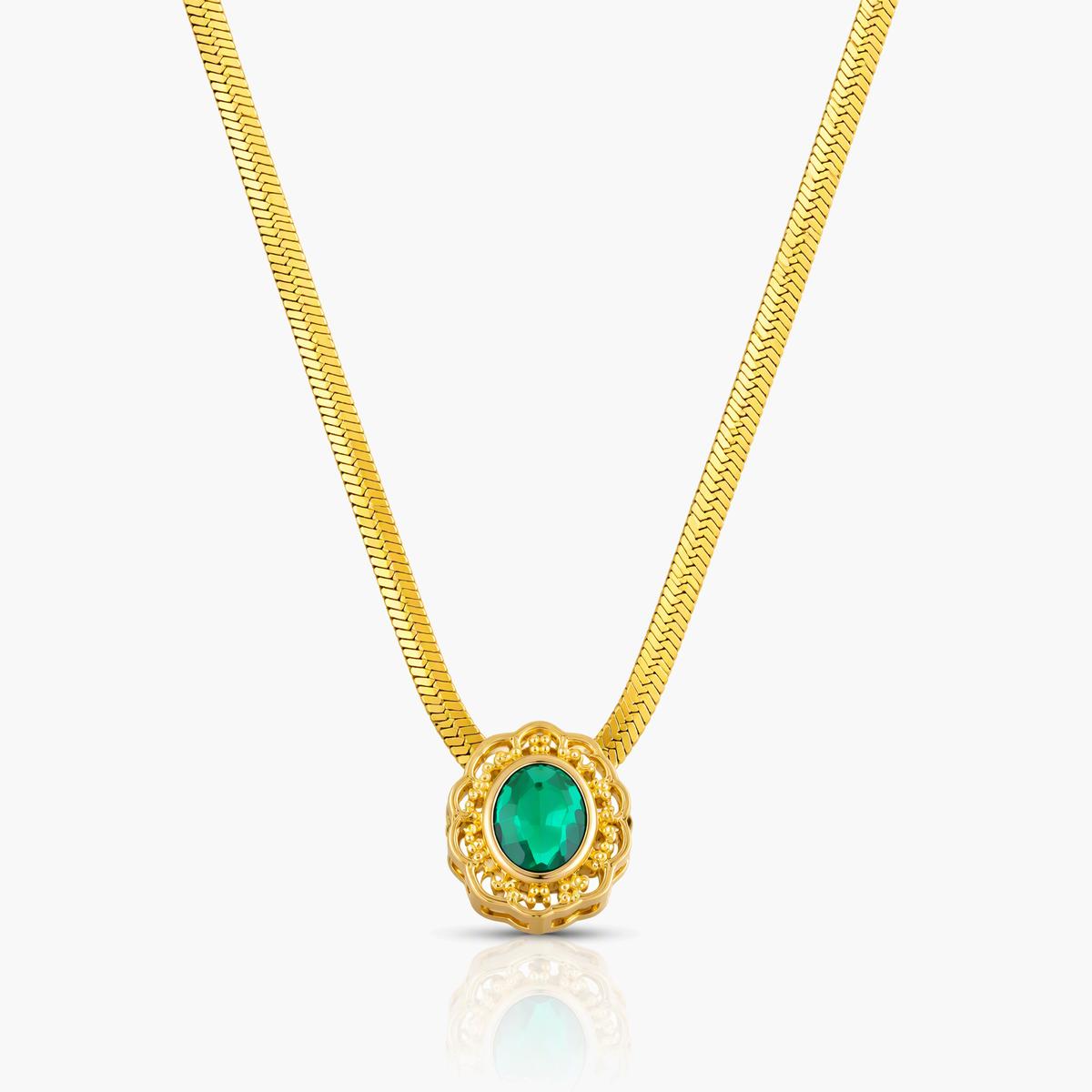 Elegant Single Stone Snake Chain Necklace