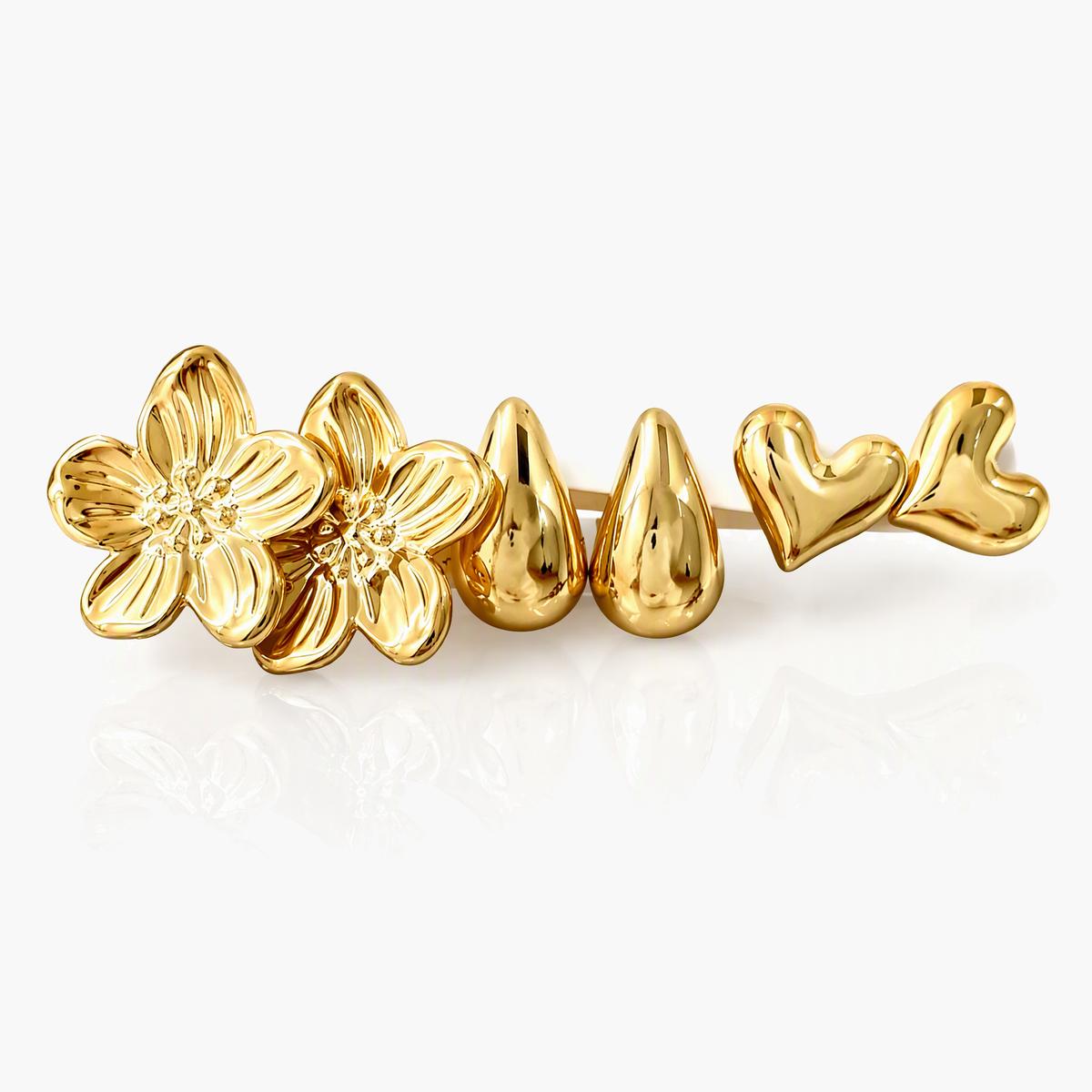 Trendy Mixed Motif Stud Earrings