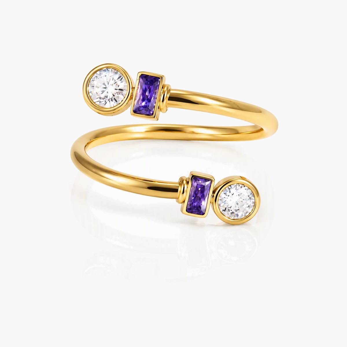 Dainty Moon & Star Charm Ring