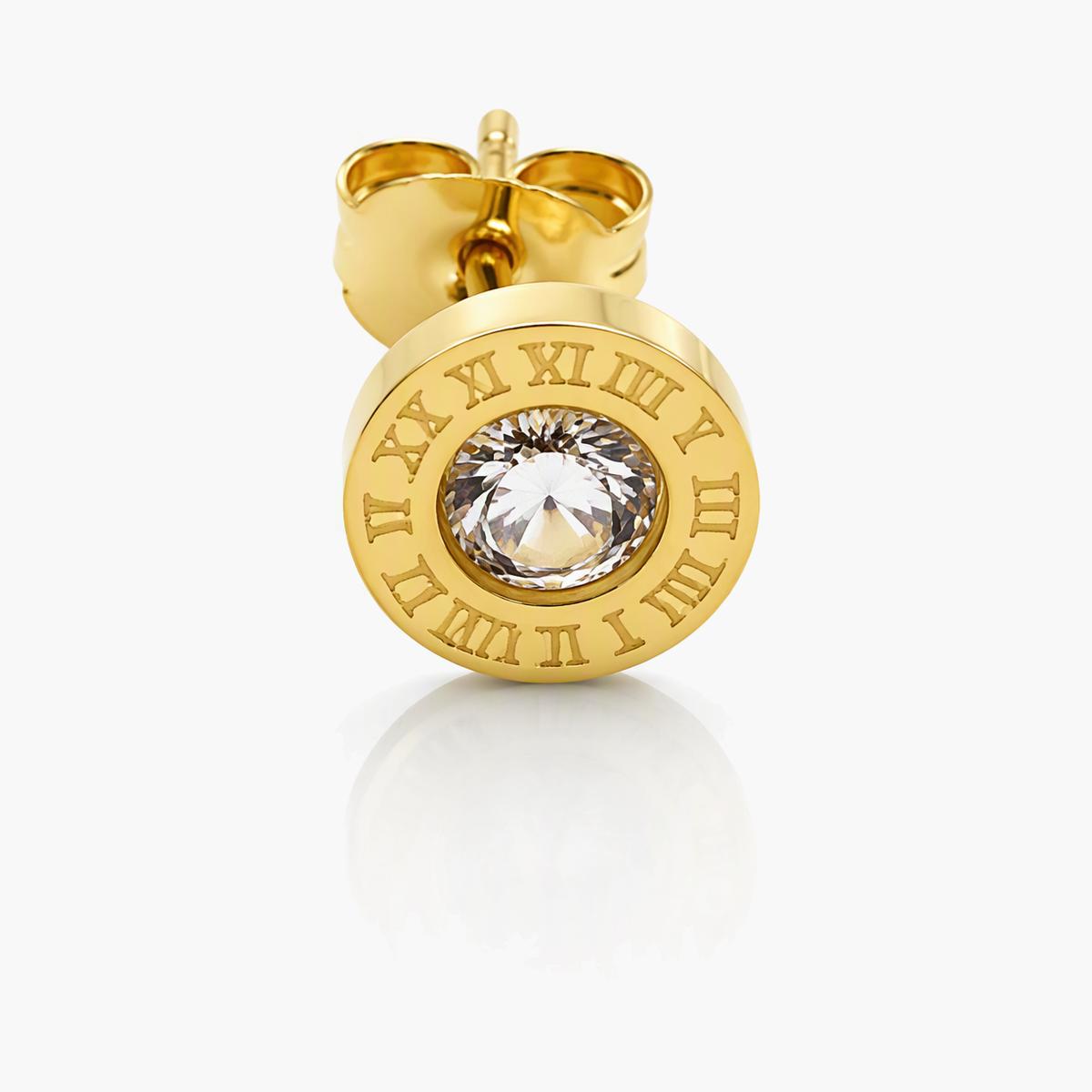 Roman Numeral Disc Stud Earrings
