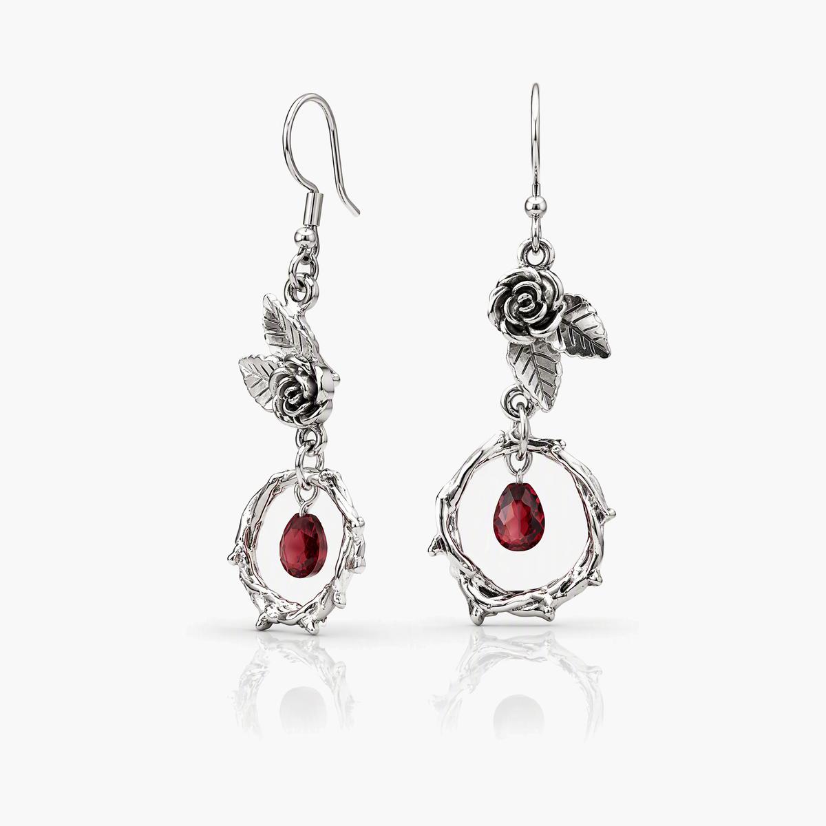 Vintage Rose Thorn Drop Earrings