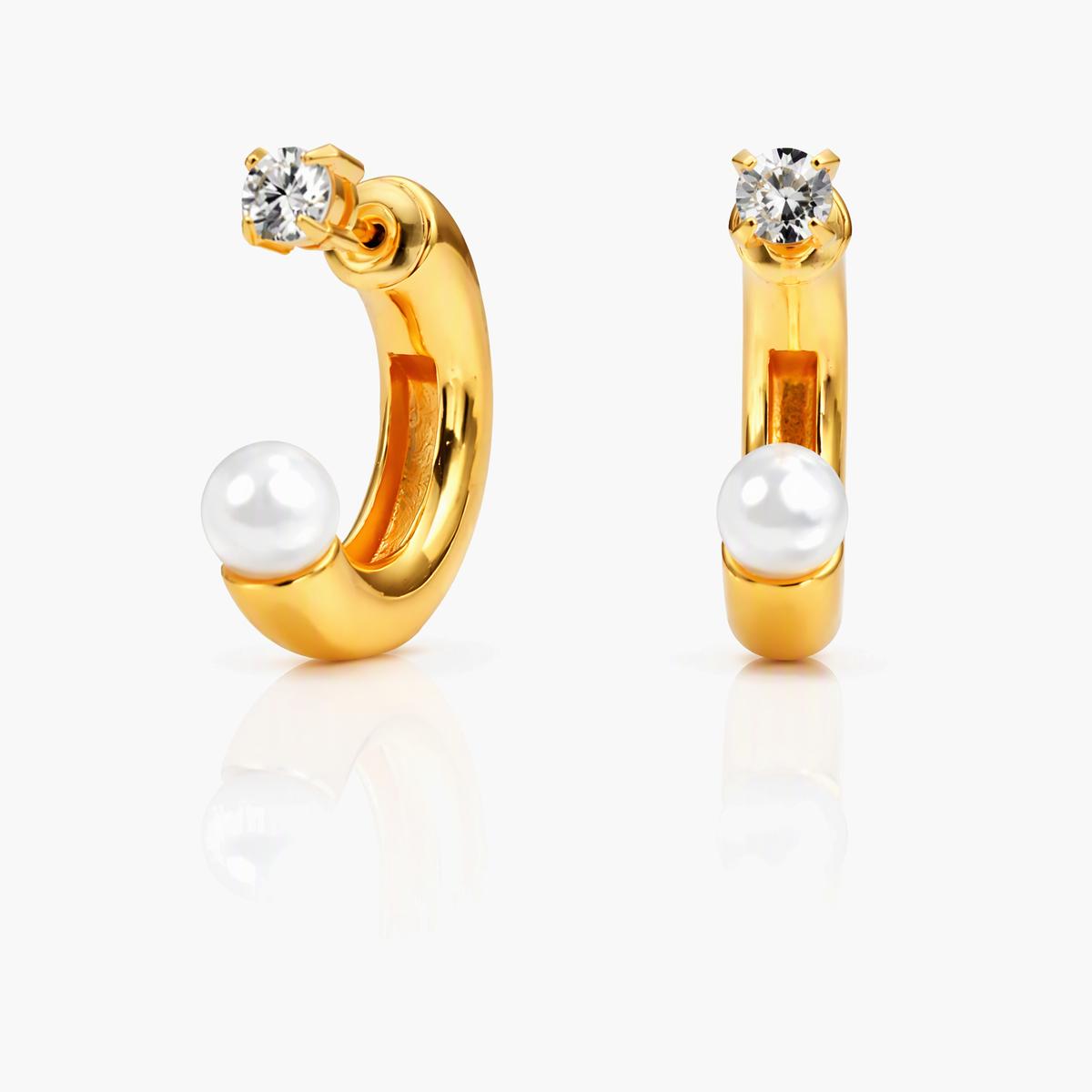 Pearl Open Cuff Huggie Earrings
