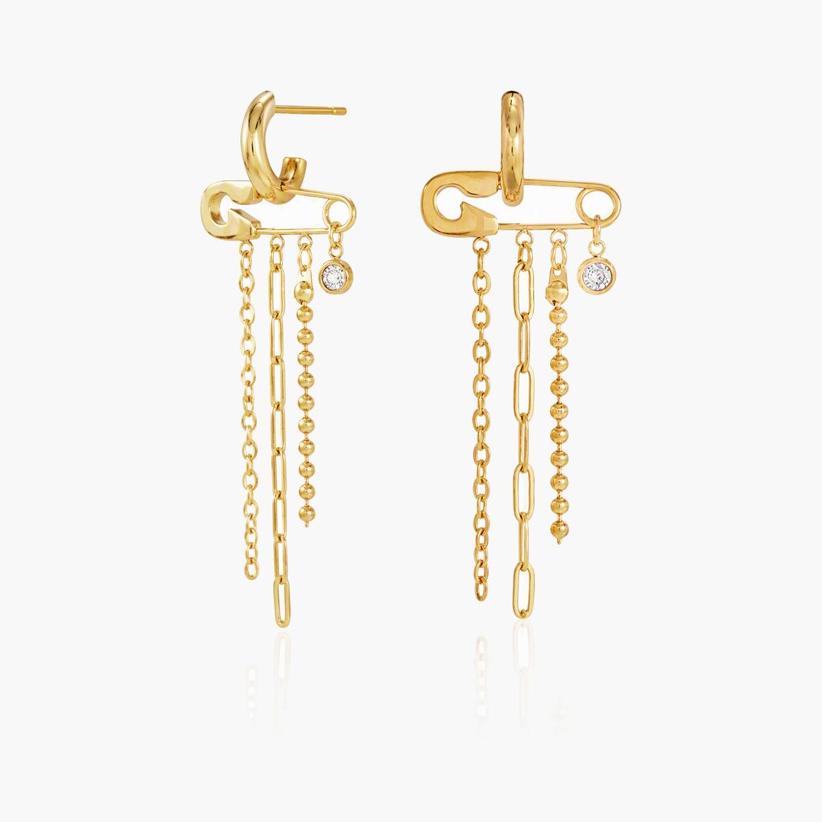 Trendy Safety Pin Drop Earrings