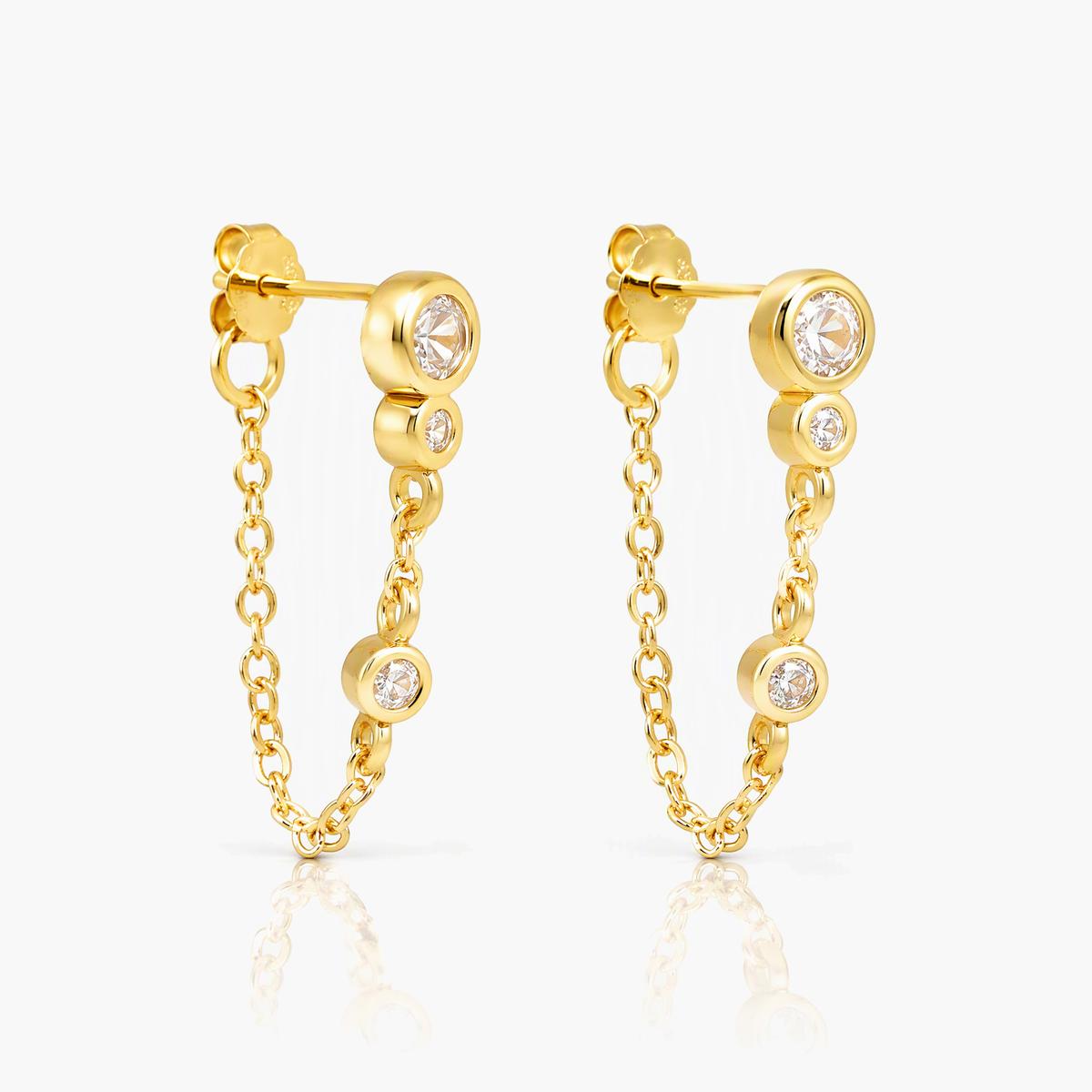 Dainty Chain Drop Stud Earrings