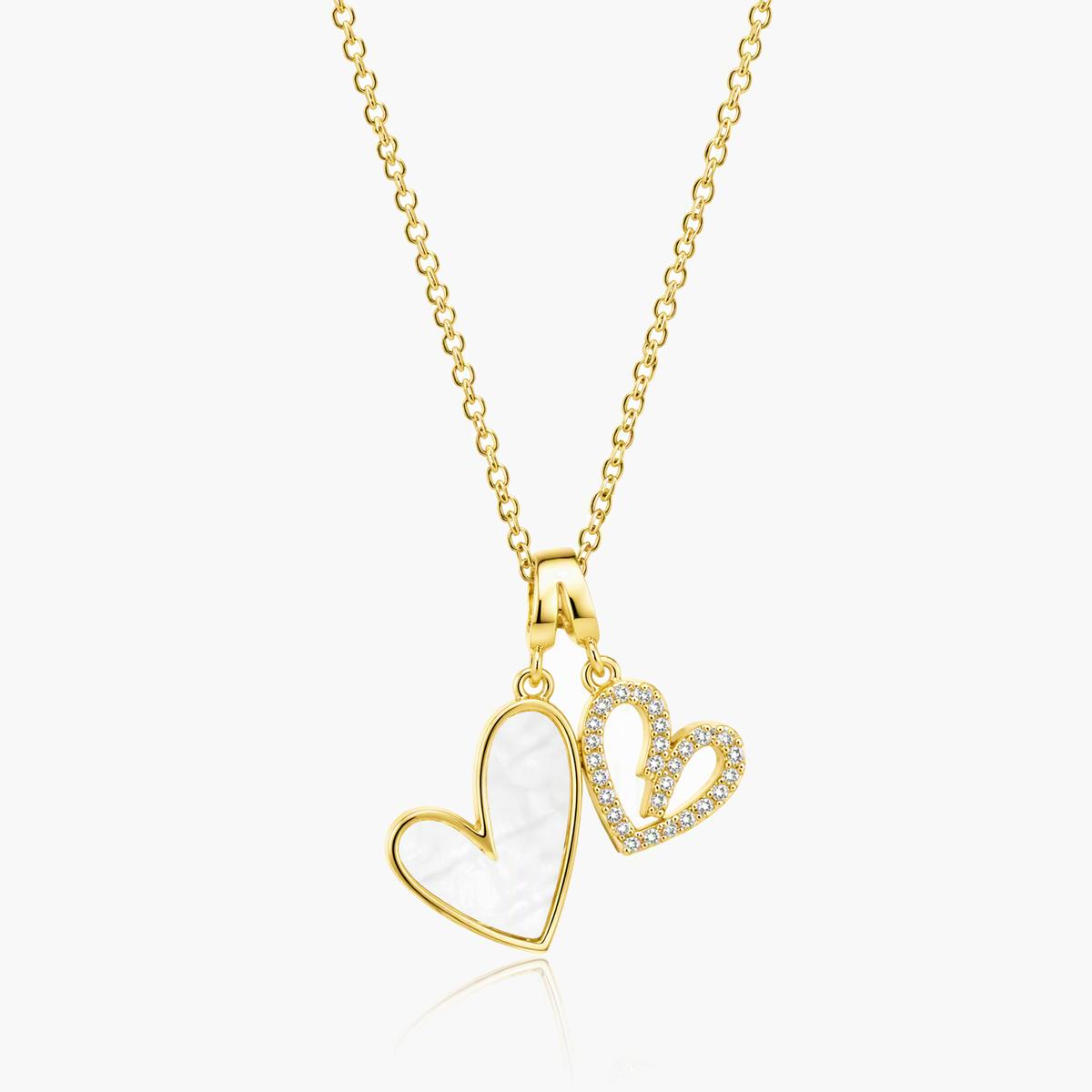 Dainty Double Heart Pendant Necklace